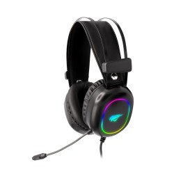 Cascos Gaming ovalado Negro con luz RGB Jack+USB / H2016D